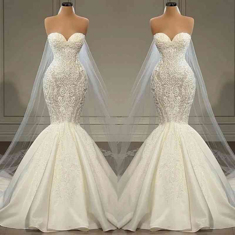 Sweetheart Wedding Dress Mermaid Long With Appliques Beads