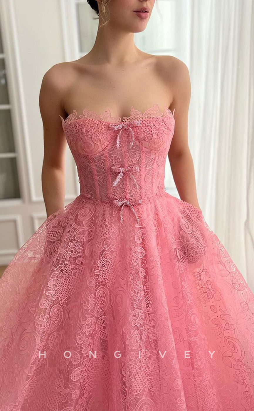 L2748 - Tulle A-Line Sweetheart Strapless With Pockets Party Prom Evening Dress