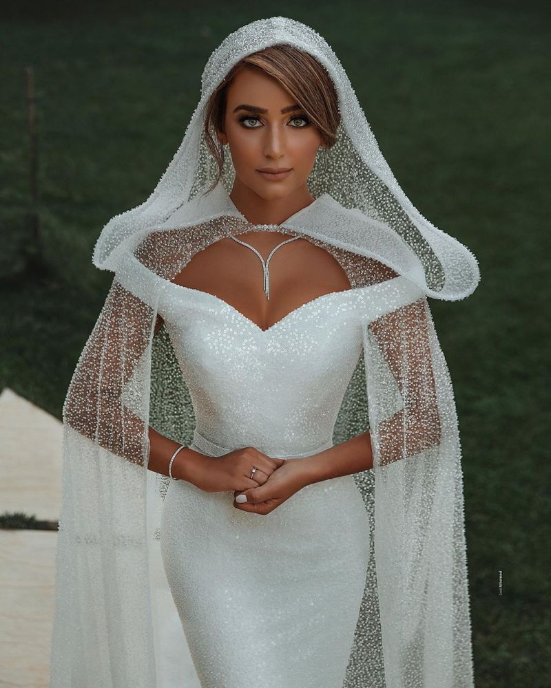 Trendy Off the shoulder White Mermaid Blet Wedding Dresses