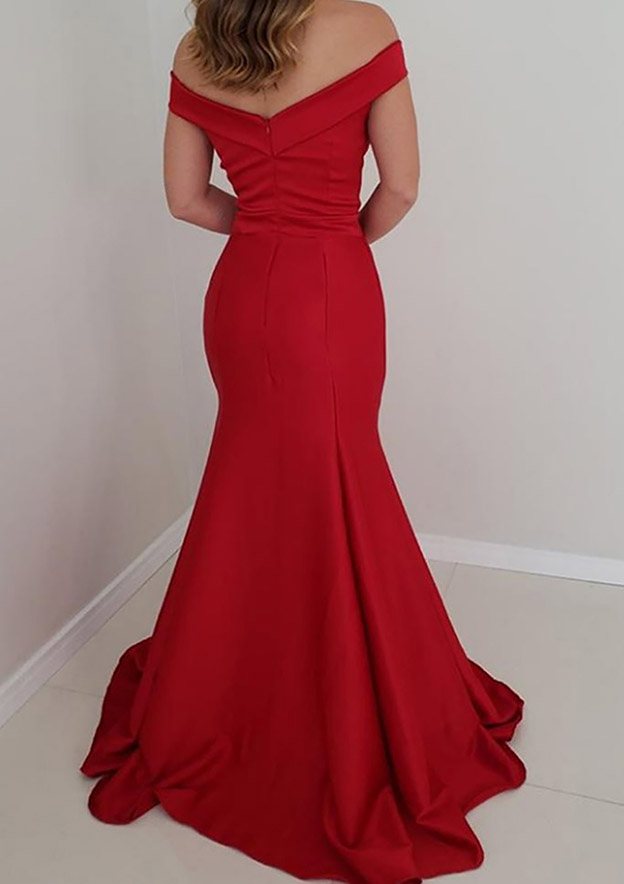 Trumpet/Mermaid Off-the-Shoulder Satin Long/Floor-Length Prom Dress/Evening Dress