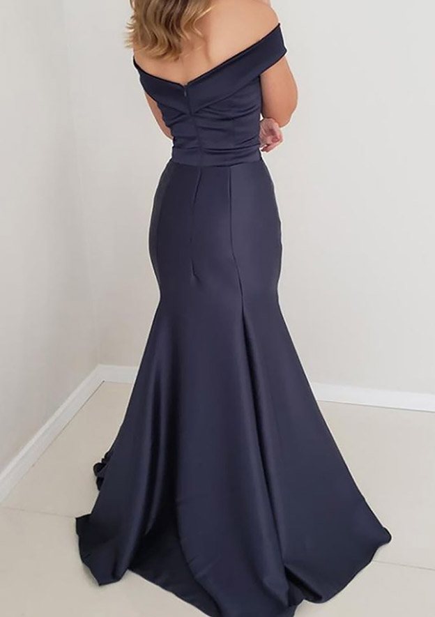 Trumpet/Mermaid Off-the-Shoulder Satin Long/Floor-Length Prom Dress/Evening Dress