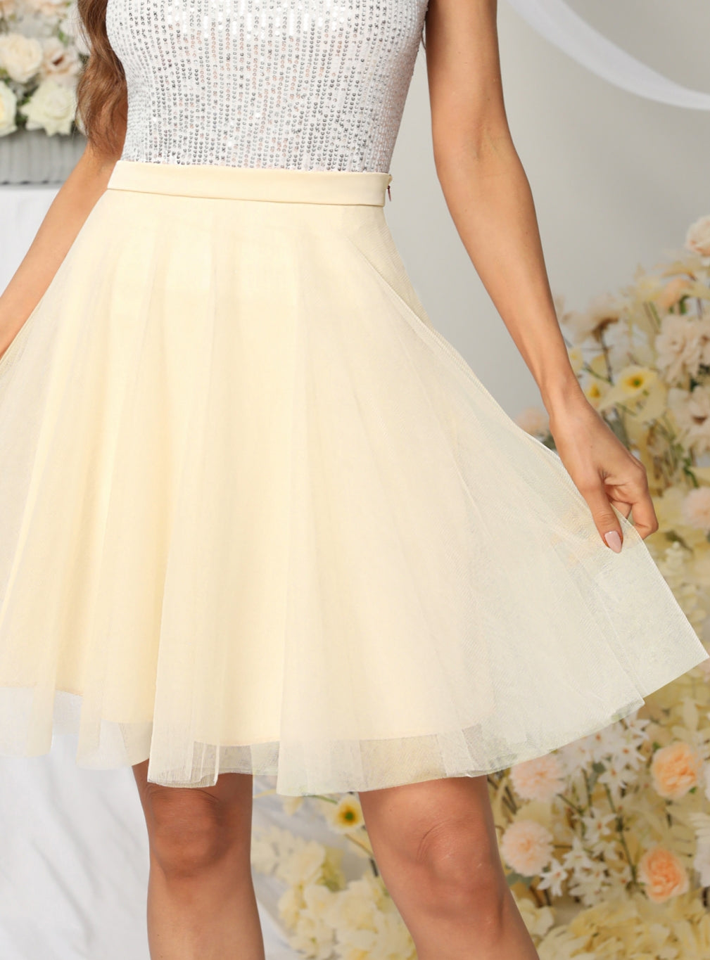 Beautiful Tulle Knee Length Dress Layered Tulle Skirt for Party