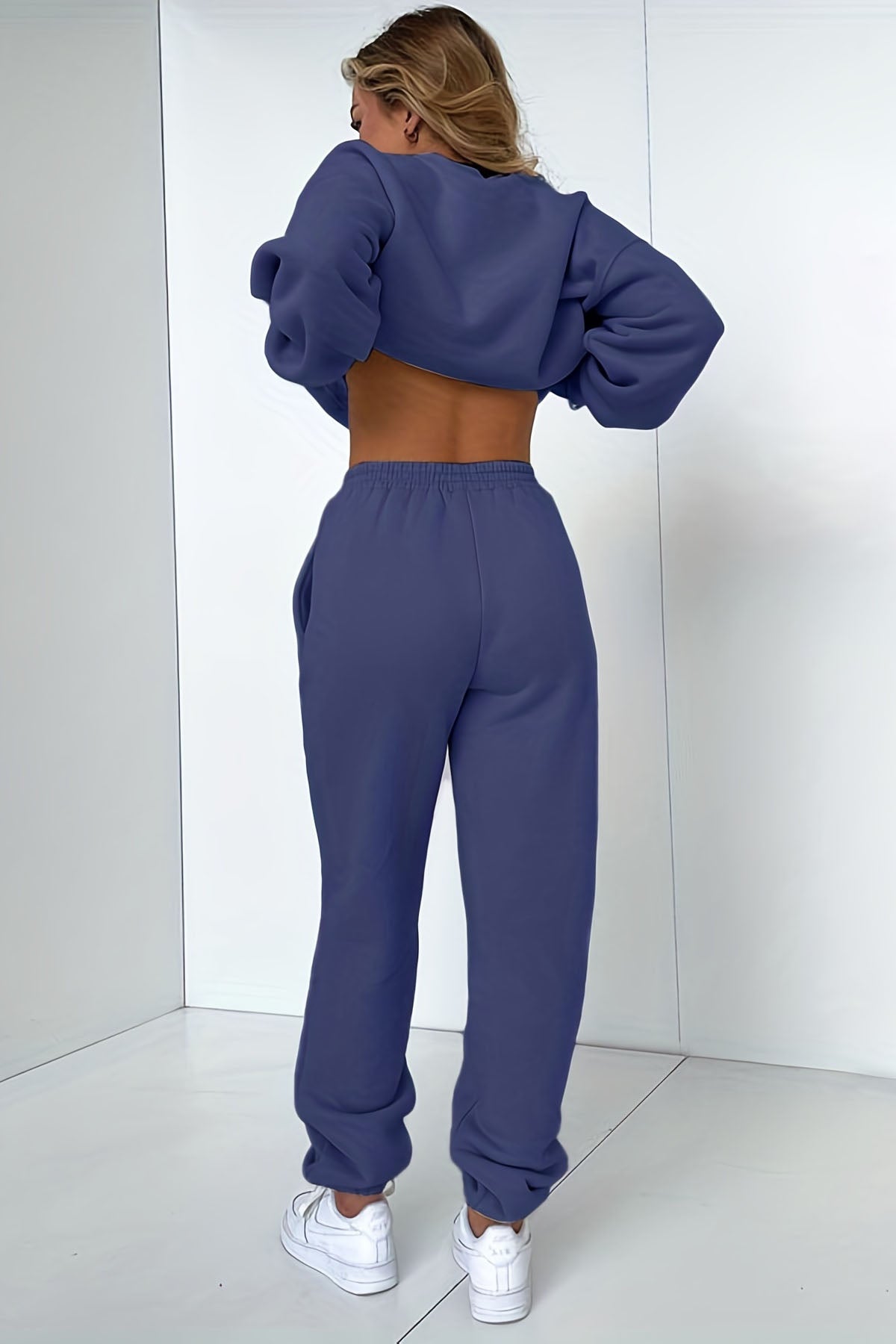 Crew Neck Sweatshirt & Drawstring Waist Jogger Two-piece Set